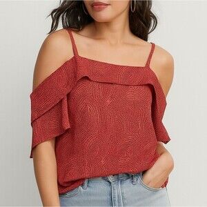 Anthropologie Maeve Mandalay Off-The-Shoulder Lace Up Back Tank Top Size XS